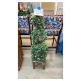 FAUX PLANT IN WOOD COLOR PLANTER BOX W/ LIGHTS FAUX PLANT IN WOOD COLOR PLANTER BOX W/ LIGHTS