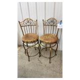 LOT OF 2 BROWN CUSHION/METAL BAR STOOLS