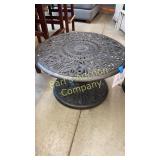 BLACK WROUGHT IRON OUTDOOR TABLE - HEAVY BLACK WROUGHT IRON OUTDOOR TABLE - HEAVY