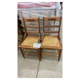 LOT OF 2 OLD CANE BOTTOM CHAIRS LOT OF 2 OLD CANE BOTTOM CHAIRS