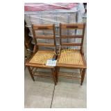 LOT OF 2 OLD CANE BOTTOM CHAIRS