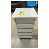 ROLLING WHITE WOOD STORAGE CART W/ 5 DRAWERS