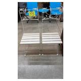 LOT OF 2 OFF WHITE WOOD/METAL FOLDABLE CHAIRS