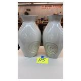 LOT OF 2  20' WHITE POTTERY VASES
