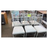 LOT OF 6 DISTRESSED WHITE PADDED TOP CHAIRS