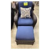 NEW SUNBRELLA ALL WEATHER WICKER CHAIR W/ STOOL