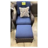 NEW SUNBRELLA ALL WEATHER WICKER CHAIR W/ STOOL