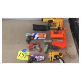 LOT OF 6 NERF GUNS & 1 PR GLASSES