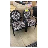 LOT OF 2 ZEBRA PRINT DECORATOR CHAIRS