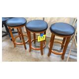 LOT OF 3 BLACK PADDED TOP BAR STOOLS