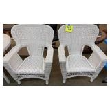 LOT OF 2 ALL WEATHER WICKER WHITE PATIO CHAIRS