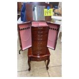 WOOD JEWELRY CABINET W/ FLIP TOP