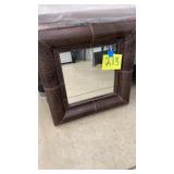 PIER 1 IMPORTS LEATHER FRAMED WALL MIRROR