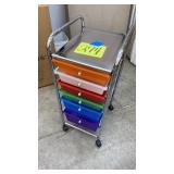 METAL ROLLING STORAGE CART W/ MULTICOLOR DRAWERS