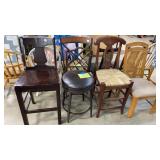 LOT OF 4 MISC CHAIRS - 3 BAR STOOLS, 1 DINING