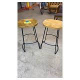 SET OF 2 INDUSTRIAL STYLE SADDLE BAR STOOLS