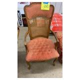 ANTIQUE CANE BACK CHAIR W/ CUSHION