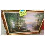 GOLD FRAMED CANVAS PAINTING - SIGNED BY ARTIST