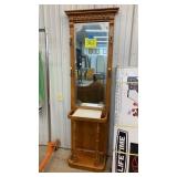 ANTIQUE HALL TREE W/ MIRROR & MARBLE TOP