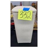 OFF WHITE WICKER HAMPER W/ LID