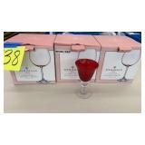 12 RED GLASS WINE GOBLETS