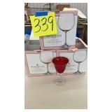 12 RED GLASS WINE GOBLETS