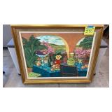 GOLD FRAMED CANVAS PAINTING - SIGNED BY ARTIST
