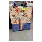 LARGE FLORAL CANVAS WALL ART SINGED BY ARTIST