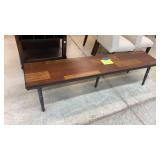 LONG WOOD BENCH W/ METAL LEGS
