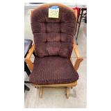 WOOD ROCKER GLIDER W/ MAROON CUSHION