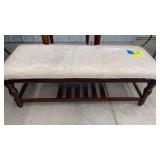 WOOD W/ WHITE PADDED TOP BENCH