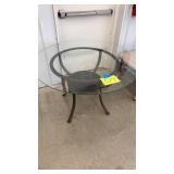 ROUND GLASS TOP W/ METAL BASE DINING TABLE ONLY
