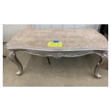 SILVER W/ MARBLE TOP COFFEE TABLE
