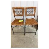 SET OF 2 WICKER & METAL BAR STOOLS