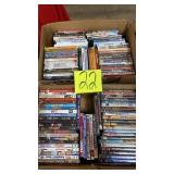 2 BOXES OF DVDS