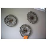 LOT OF 3 ROUND METAL WALL ART