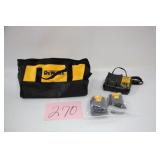DEWALT LOT - (2) 12V BATTERIES, 1 BAG, 1 CHARGER