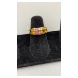 14K GOLD RING W/ MULITCOLOR STONES 14K GOLD RING W/ MULITCOLOR STONES