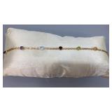 14K GOLD BRACELET W/ MULTICOLOR STONES 14K GOLD BRACELET W/ MULTICOLOR STONES