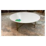 2PC ROUND WHITE TOP COFFEE TABLE W/ GOLD BASE 2PC ROUND WHITE TOP COFFEE TABLE W/ GOLD BASE