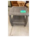 GREY WICKER END TABLE GREY WICKER END TABLE