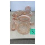 LOT OF PINK DEPRESSION GLASS LOT OF PINK DEPRESSION GLASS