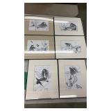 LOT OF 6 MERMAID DRAWING ARTS - SIGNED BY ARTIST LOT OF 6 MERMAID DRAWING ARTS - SIGNED BY ARTIST