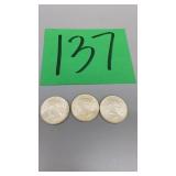 LOT OF 3 SILVER LIBERTY PEACE DOLLARS LOT OF 3 SILVER LIBERTY PEACE DOLLARS
