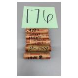 1940s & 1950s WHEAT PENNIES - 5 ROLLS 1940s & 1950s WHEAT PENNIES - 5 ROLLS