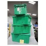 LOT OF 4 GREEN STORAGE TUBS