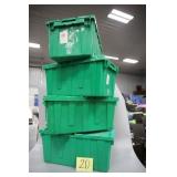 LOT OF 4 GREEN STORAGE TUBS