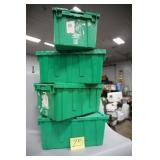 LOT OF 4 GREEN STORAGE TUBS