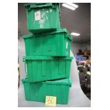 LOT OF 4 GREEN STORAGE TUBS