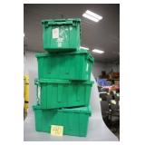 LOT OF 4 GREEN STORAGE TUBS